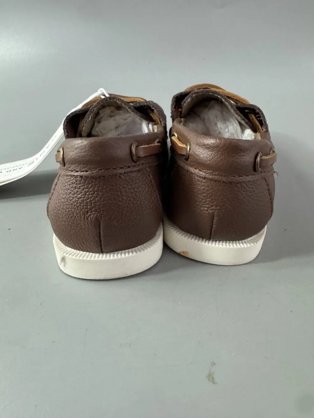 NWT Janie and Jack Brown‎ Boat Kids Shoes, Size 7